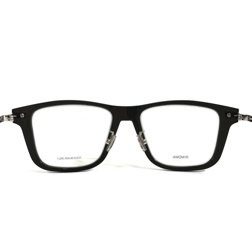Rimowa Eyeglasses Frames RW50003U 001 Black Silver Square Full Rim 52-18-150